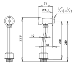COTTO CT472SS (HM) วาล์วเปิด-ปิด น้ำโถปัสสาวะชาย ชนิดกด