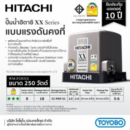 HITACHI ปั๊มน้ำอัตโนมัติ ฮิตาชิ รุ่น WM-P250XX แรงดันคงที่ 250 วัตต์ 1